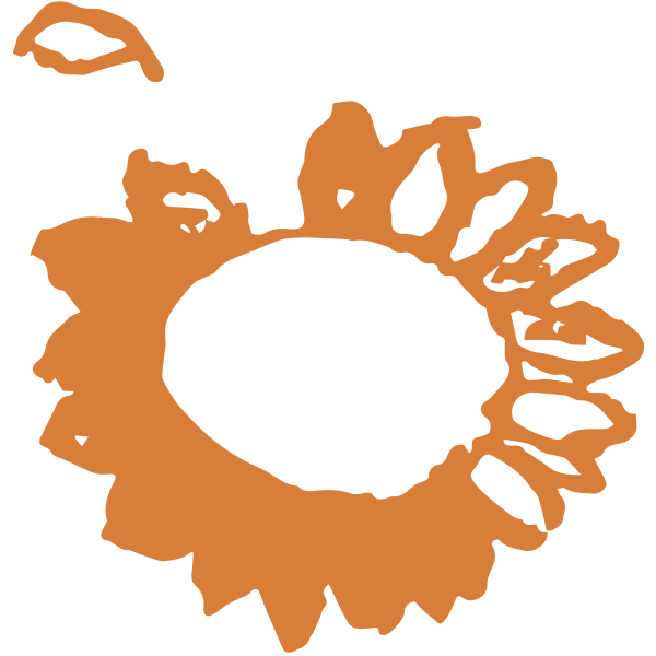 Ein oranges Logo in Form einer Sonnenblume