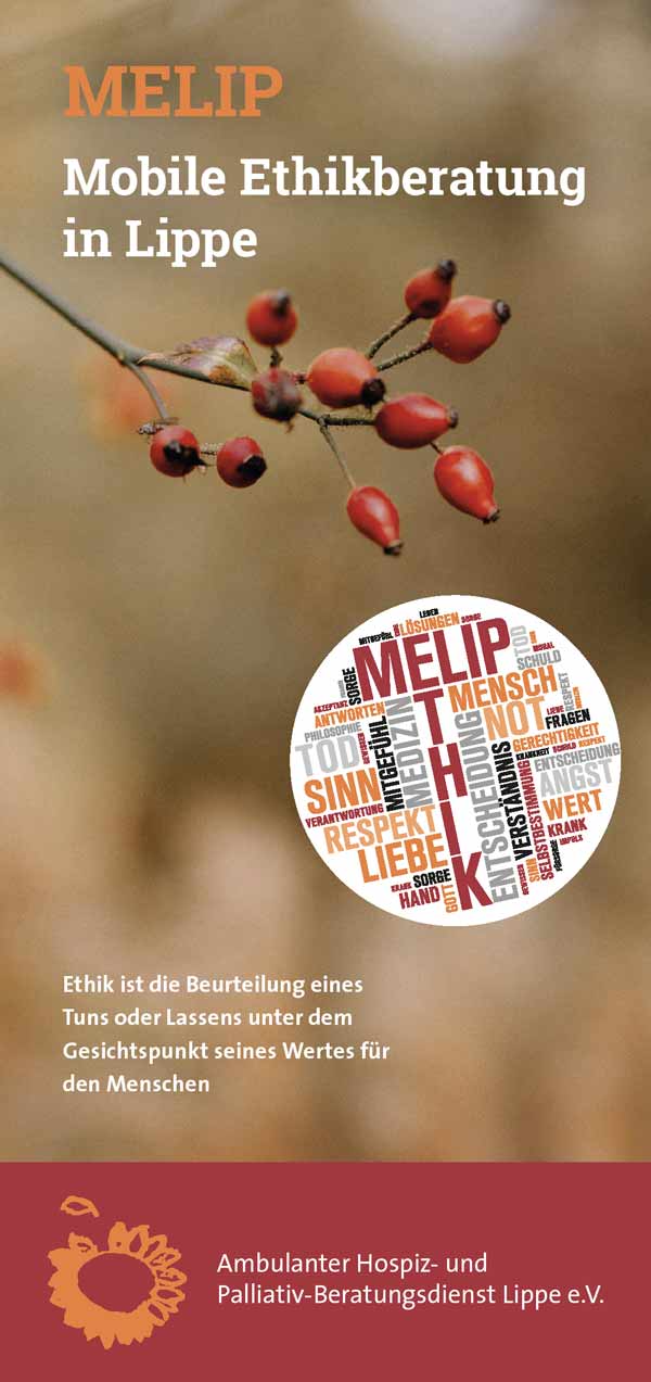 Ein Titelblatt einer Broschüre mit einer roten Pflanze.